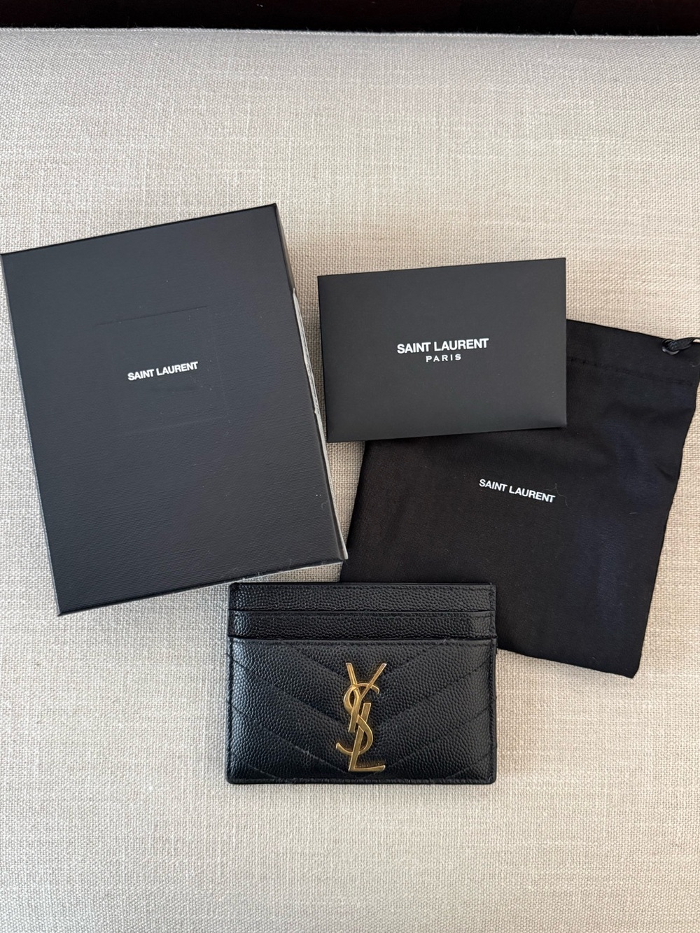 Saint Laurent Black Card Case with Gold YSL Monogram - Picture 5 of 11